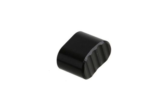 The Battle Arms Development Enhanced AR15 magazine release button features a black hardcoat anodized finish
